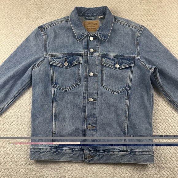 Levi's Denim Trucker Jacket Men's Small Slash Pockets 90's Grunge Biker Cowboy - Picture 3 of 14